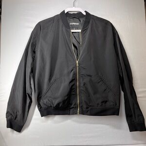 Express Black Satin Bomber Jacket‎